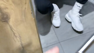 Twink suck 21cm big dick in shopping mall Toilet